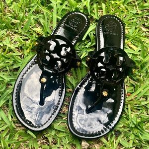 Tory Burch Glossy Black Miller Sandals